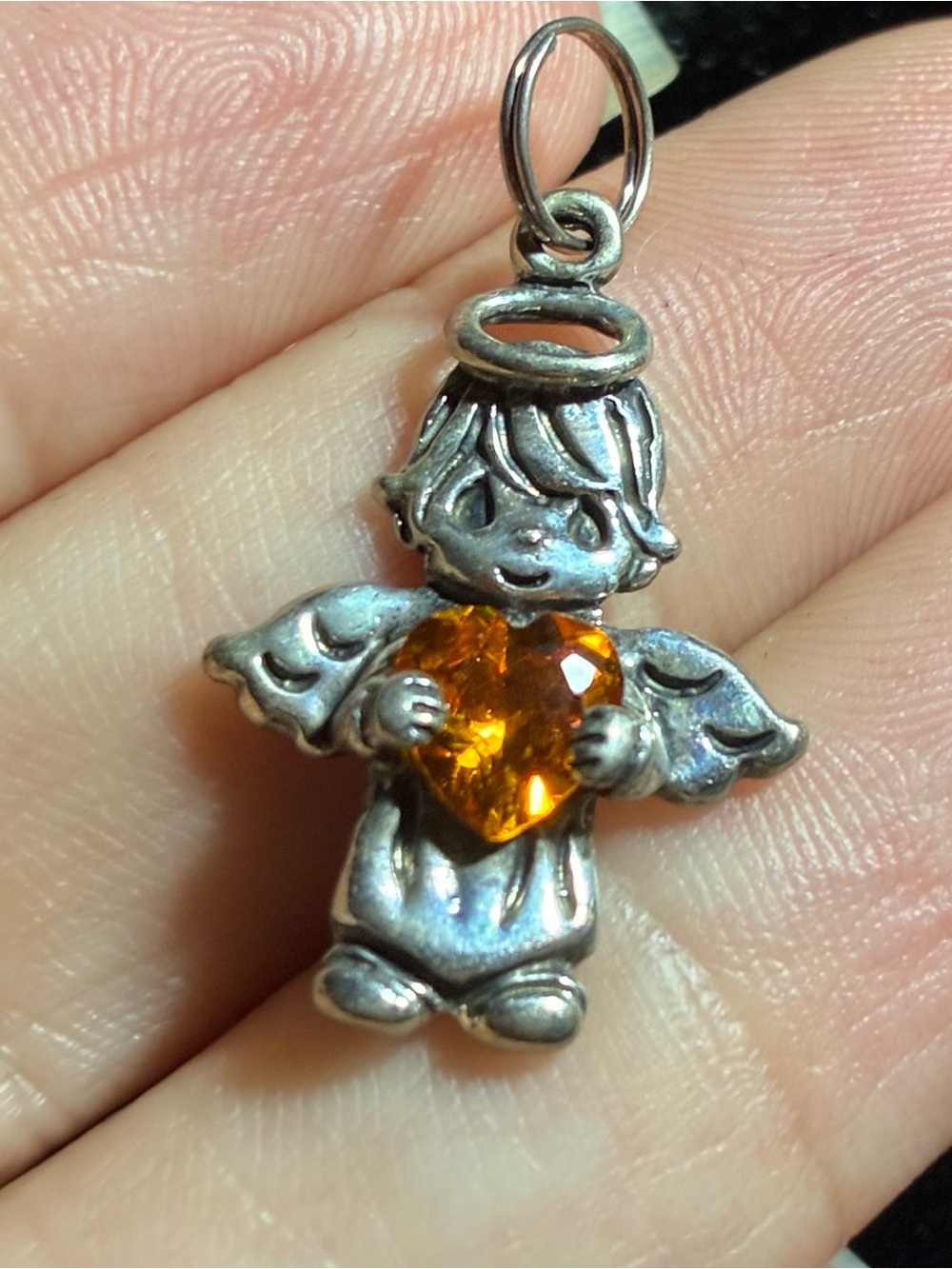 Vintage Precious Moments Angel Orange Heart November Birthstone Charm